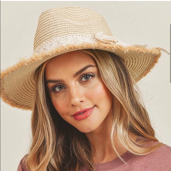 LLK Accessories - LAST ONE: Fringe trim boho straw hat